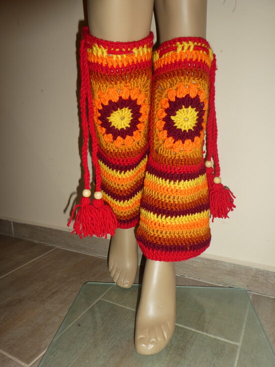 horgolt lábszár melegítő