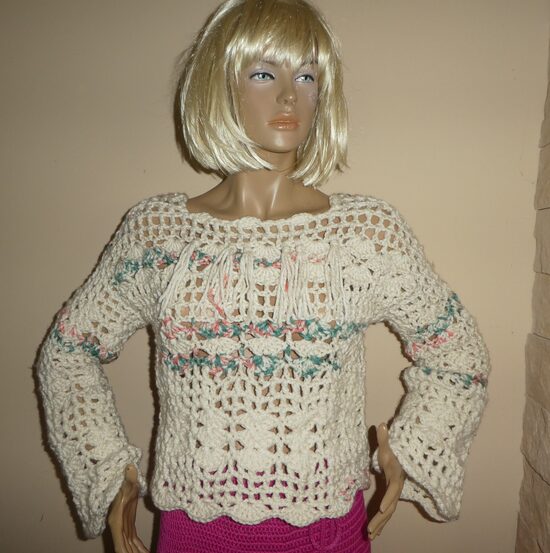 Horgolt hosszú ujjú felső