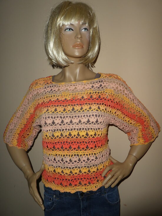 horgolt 3/4-es ujjú felső m-es (1124)