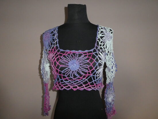 horgolt rövid felső 3/4-es ujjú s-m-es (1131)