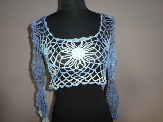 horgolt rövid felső 3/4-es ujjú s-m-es (1133)