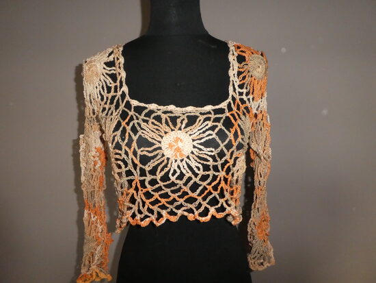 horgolt rövid felső 3/4-es ujjú s-m-es (1134)