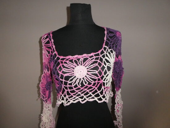 horgolt rövid felső 3/4-es ujjú s-m-es (1135)