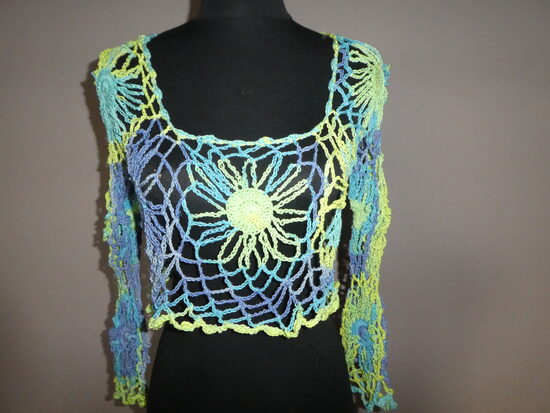 horgolt rövid felső 3/4-es ujjú s-m-es (1136)